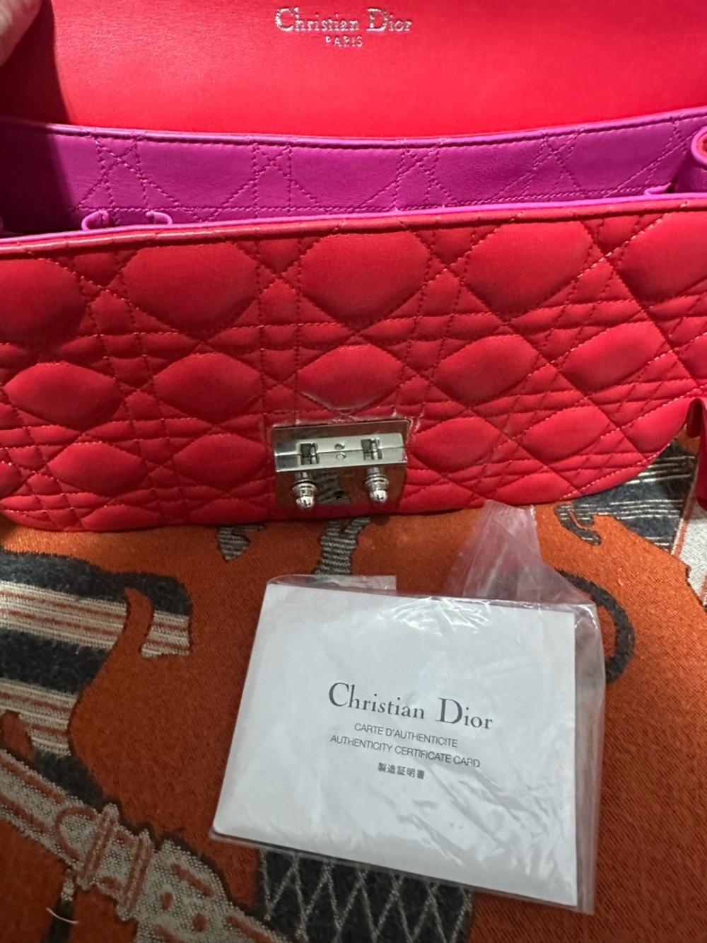 LIKE NEW - Miss Dior Cannage Red Shoulder Bag with Silver Hardware - NO CALLOUTS - Picture 11 of 15